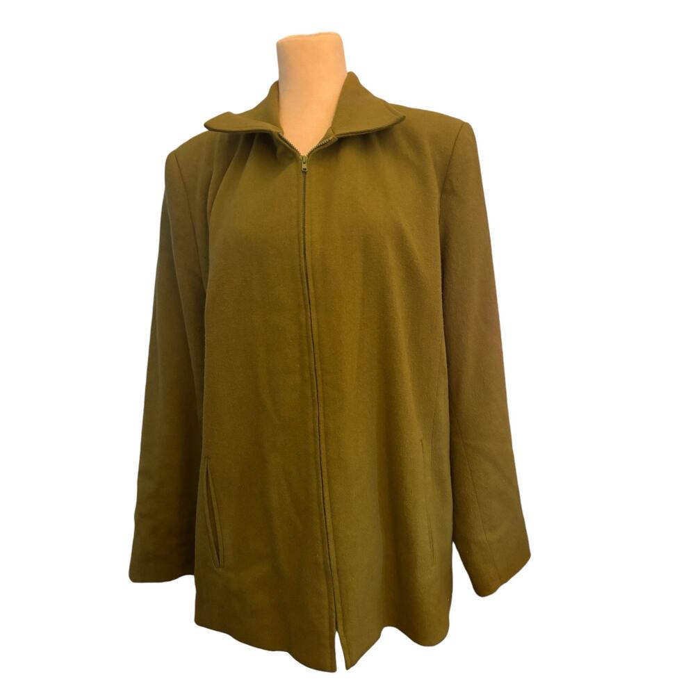 Leslie Stuart New York Vintage Wool Blend Olive Green Jacket, Women's Medium